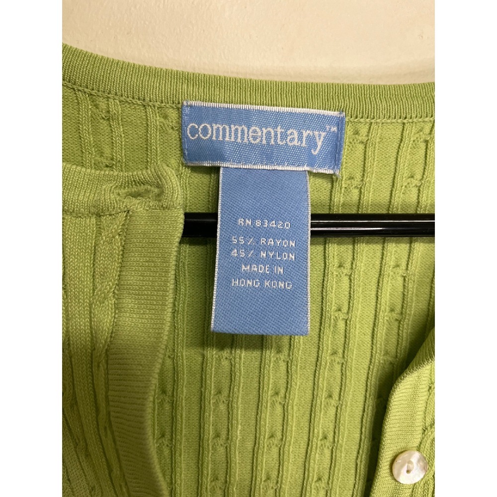 Commentary Women's Green Cardigan‎ Textures Knit Sweater Size L - Picture 4 of 7